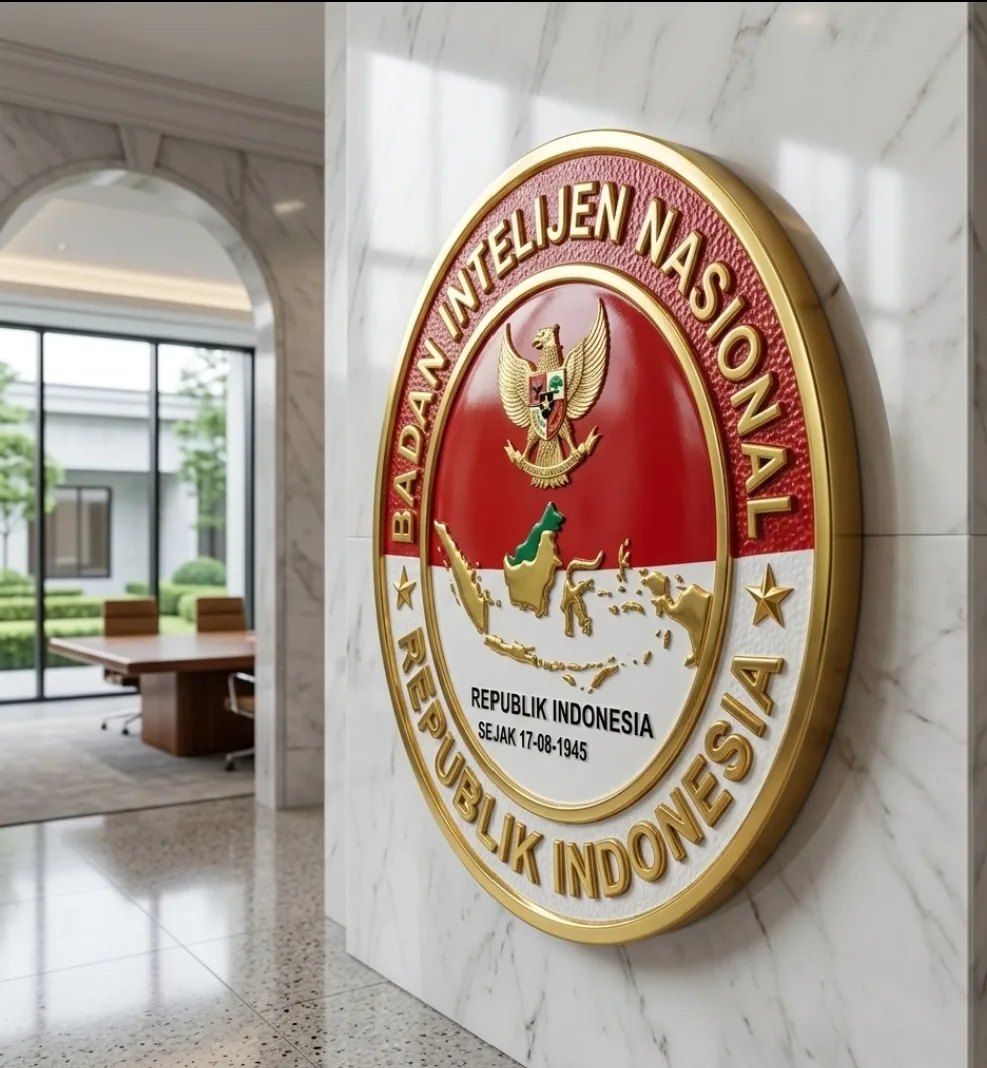 Kerajinan Logo Badan Intelijen Negara (BIN) Bahan Kuningan Premium